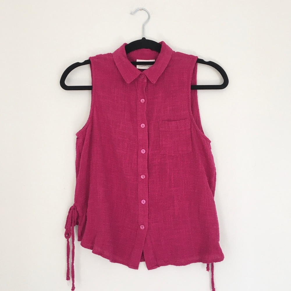 Universal Thread Pink Collared Button Down Tank S - image 2